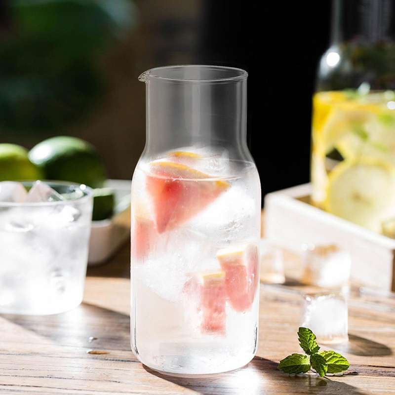 Water Carafe with Tumbler Glass Cold Hot Water Cup Sets Bedside Water Pitcher High Temperature Resi