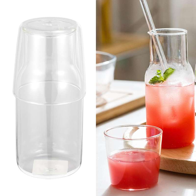 Water Carafe with Tumbler Glass Cold Hot Water Cup Sets Bedside Water Pitcher High Temperature Resi
