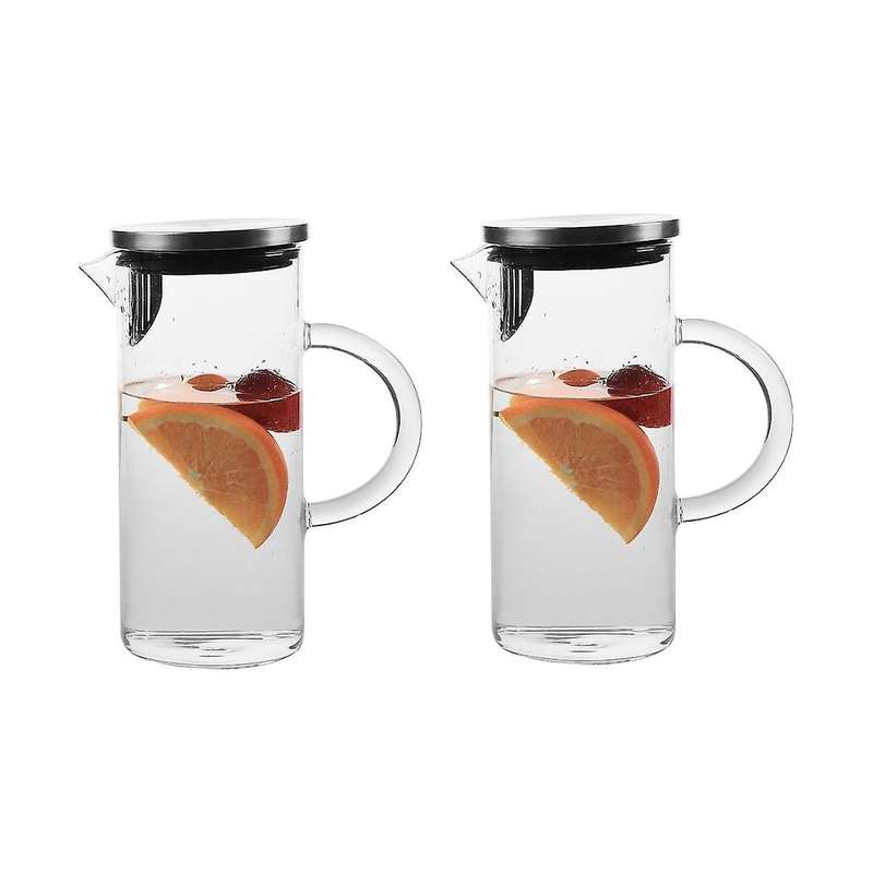 Water Carafe Glass Carafe Fridge Jug 1 Liters 2 Pieces In 1 Set Water Jug Teapot