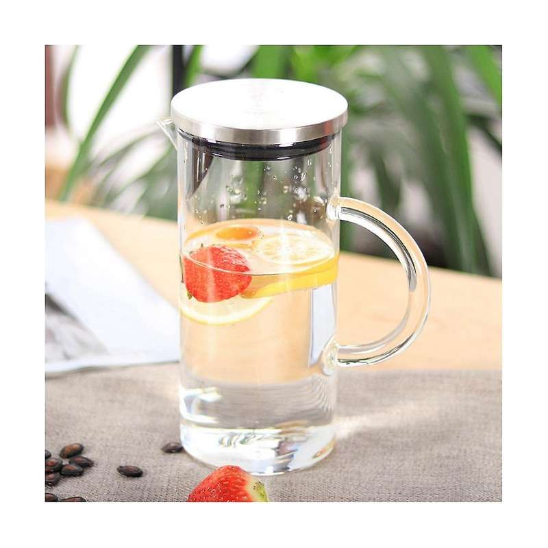 Water Carafe Glass Carafe Fridge Jug 1 Liters 2 Pieces In 1 Set Water Jug Teapot