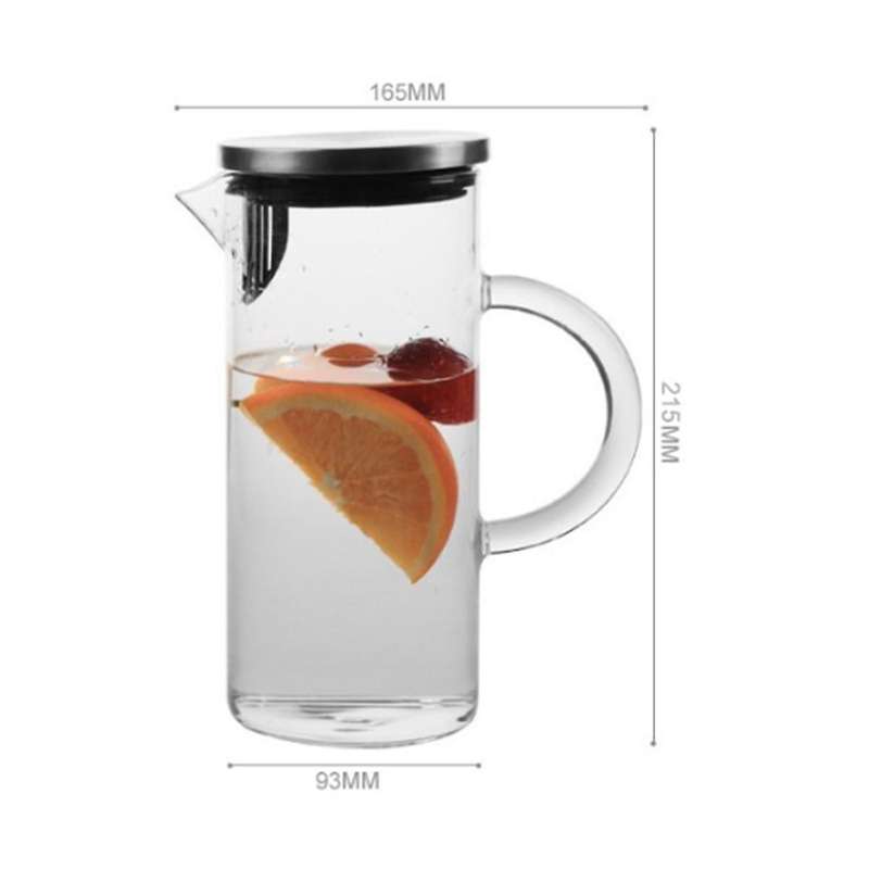 Water Carafe Glass Carafe Fridge Jug 1 Liters 2 Pieces In 1 Set Water Jug Teapot