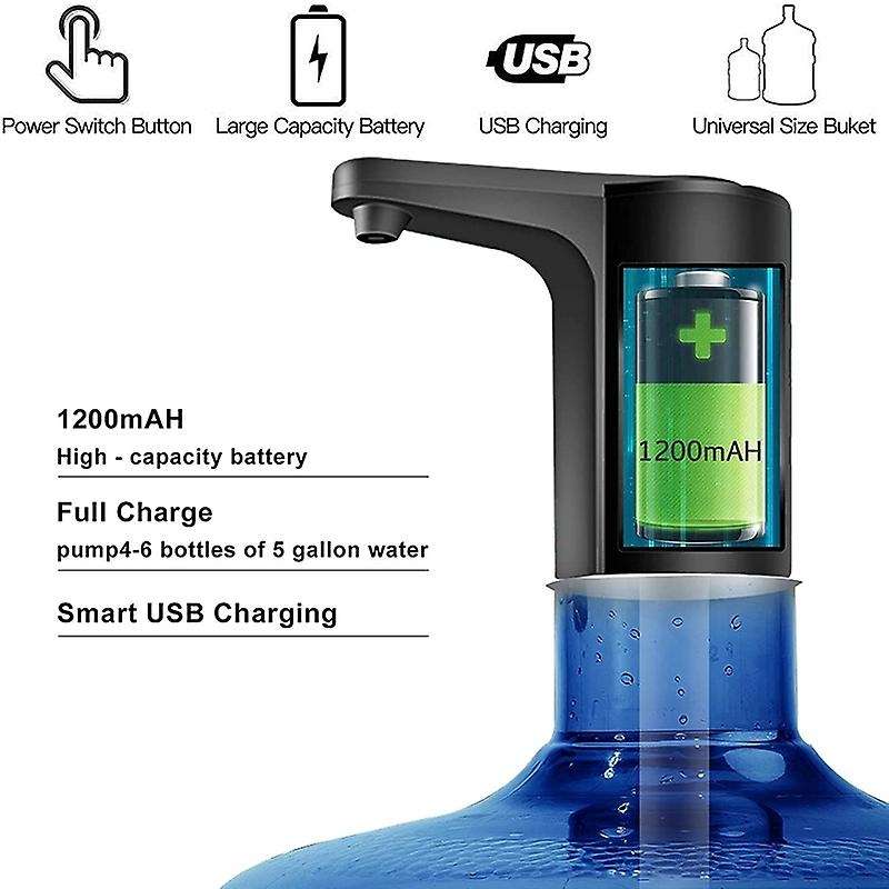 Water Dispenser 5 Gallon - Water Pump for 5 Gallon Bottle, Water Jug Pump Usb Rechargeable Universal