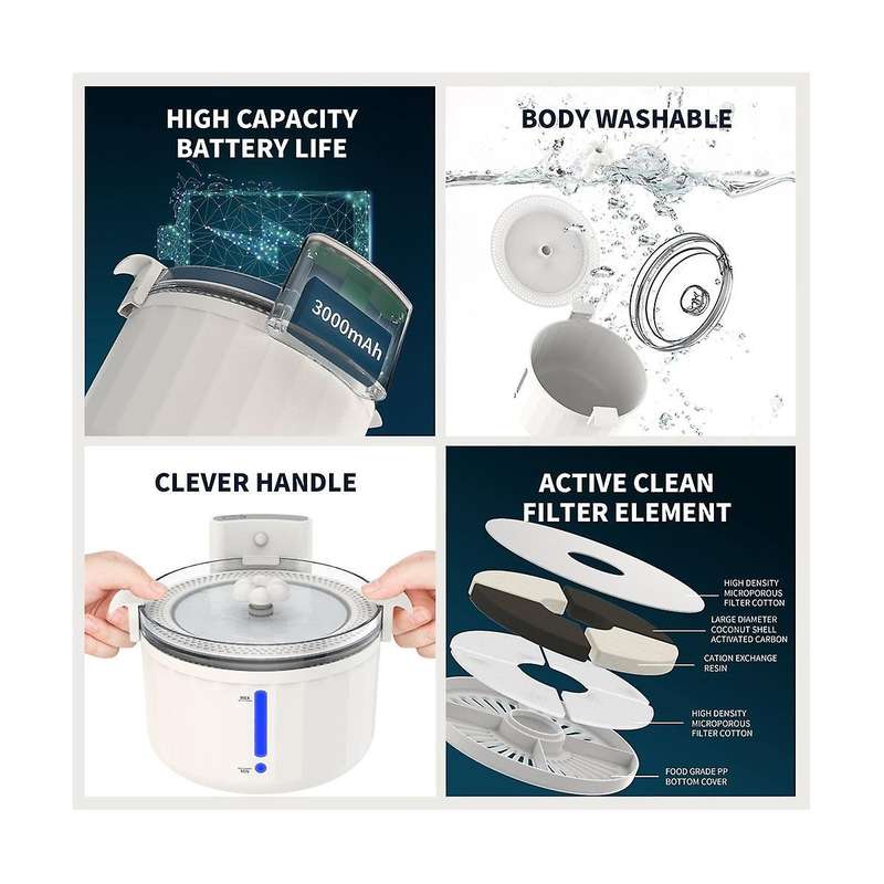 Water Fountain,2l Wireless Motion Sensor Automatic Pet Fountain Cordless Dog Water Dispenser,for