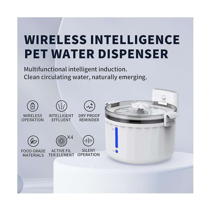Water Fountain,2l Wireless Motion Sensor Automatic Pet Fountain Cordless Dog Water Dispenser,for