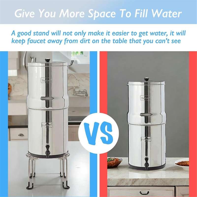 Water Filter Stand, 9inch Diameter Countertop Stand with Hooks, Fit Most Medium Gravity Water Filte