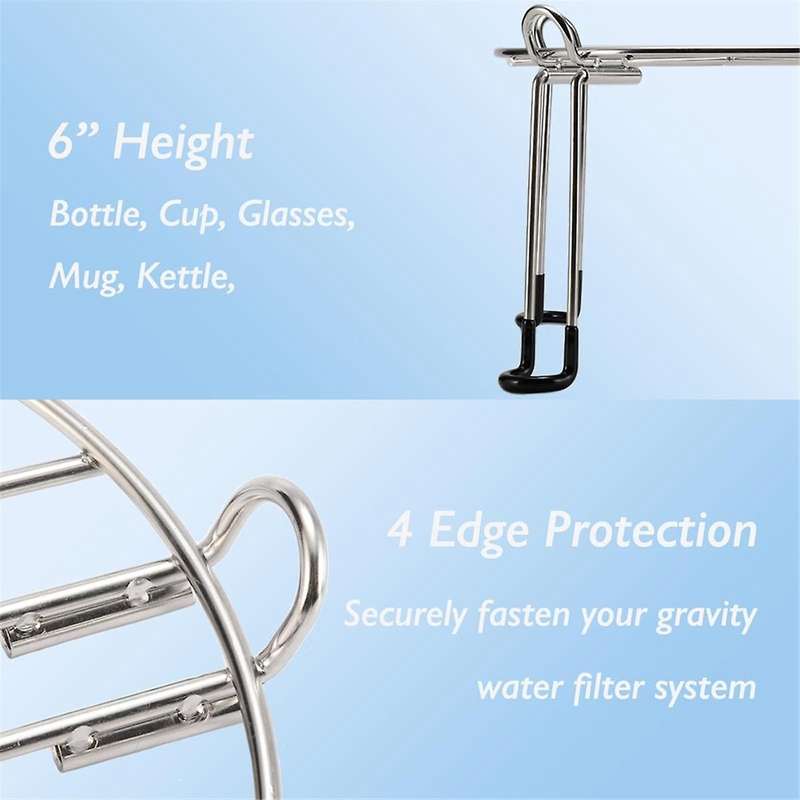 Water Filter Stand, 9inch Diameter Countertop Stand with Hooks, Fit Most Medium Gravity Water Filte