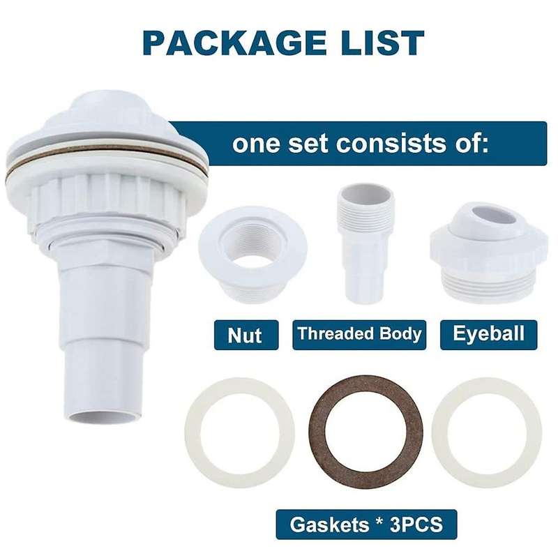 Water Inlet Outlet Fittings with Clip Threaded Tape Swimming Pool Return Nozzle Removable Swimming
