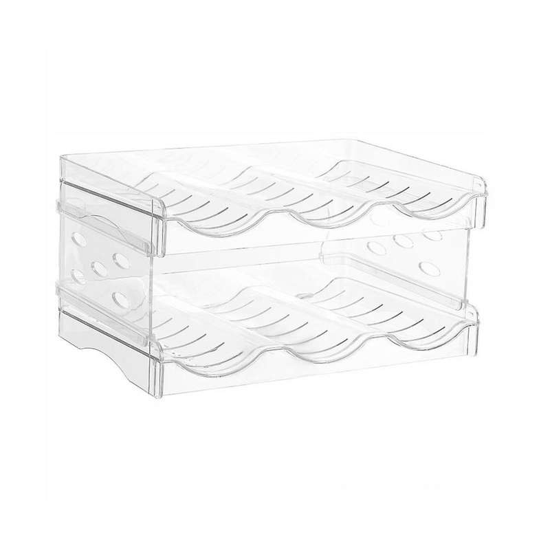 Water Organizer for Cabinet, 2 Packs Stackable Plastic Water Holder, Wine Racks for Kitchen Fridge