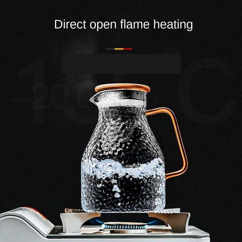 Water Pitcher Glass Water Pot 2000ml Heat Resistant Water Jug and Glass Set Square Boiling for Tea