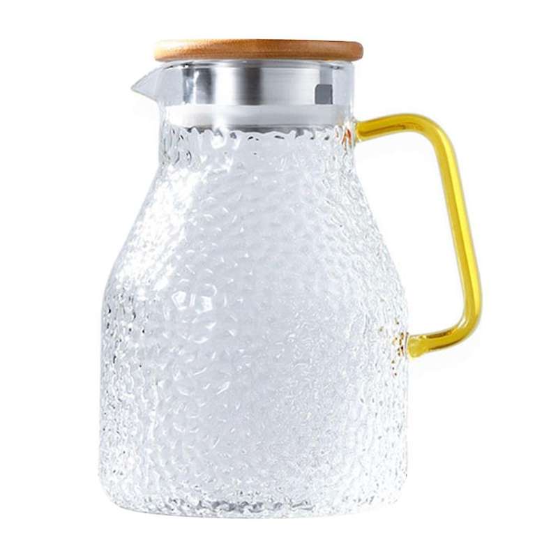 Water Pitcher Glass Water Pot 2000ml Heat Resistant Water Jug and Glass Set Square Boiling for Tea