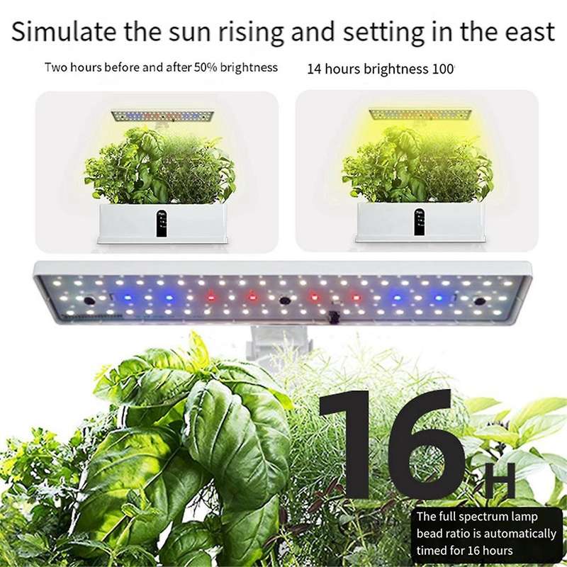 Water Pump Smart Hydroponics Growing System Indoor Garden Kit 9 Pods Automatic Timing with Height Ad