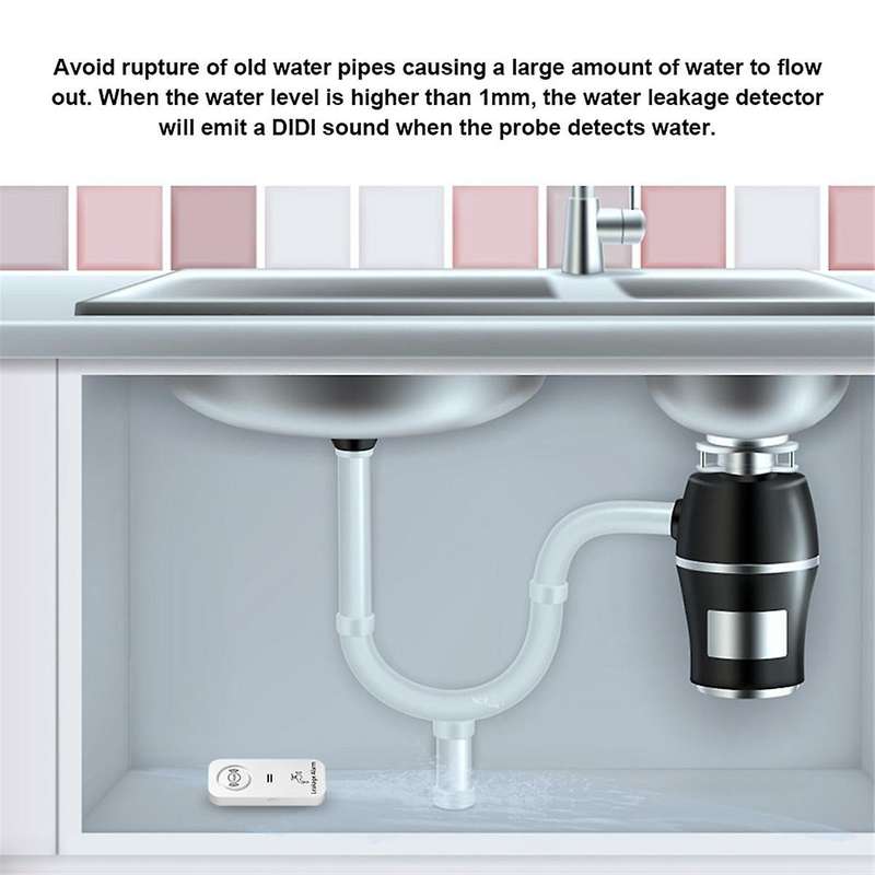Water Sensor 90dB Alarm Water Leak Detector Alert Monitoring of Leaks and Drip Alarm for Kitchen Bat