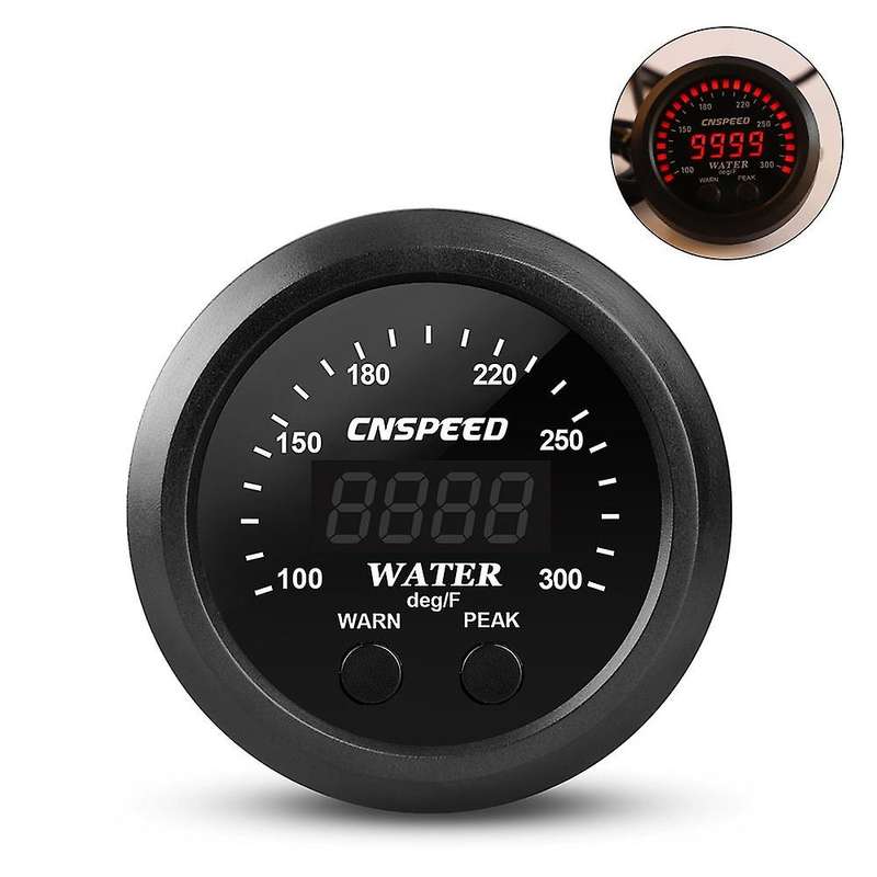 Water Temp Gauge Digital Display 12V Ultra-Thin Universal Water Temperature Meter with Sensor LED In