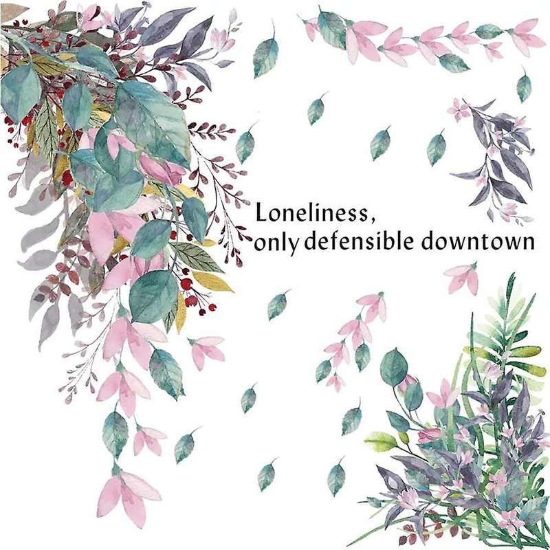 Watercolor Wall Decals Murals Wall Stickers Kids Plant Blossom Flowers Stickers Wall Deco for Bedro
