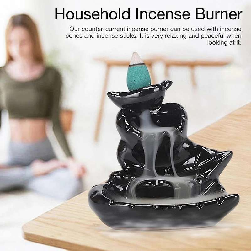 Waterfall Incense Burner Ceramic Incense Holder Handmade Ceramic Backflow Incense Burner Decor -Lot