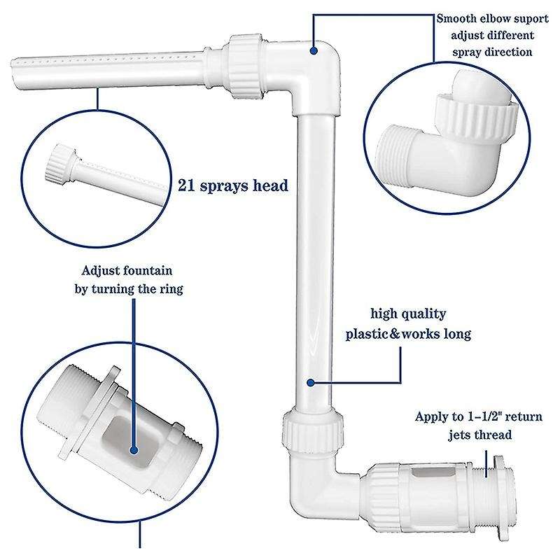 Waterfall Pool Fountain Water Adjustable Fun Sprinklers Pool Decor, Fits Most 1.5 in Ground