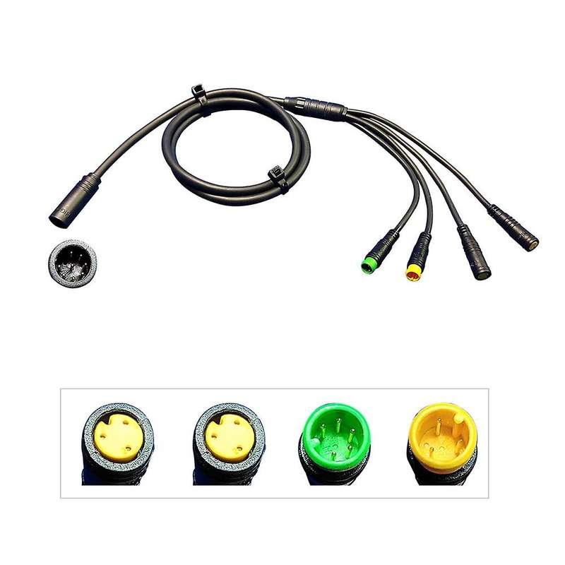 Waterproof 1T4 -Bus Cable Harness for BBS01 BBS02 Mid Motor Display Brake Lever Thumb Throttle Conne