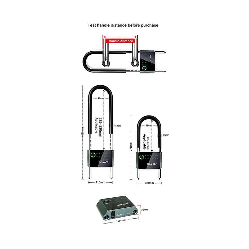 Waterproof Control Bicycle U Shape Lock Smart Bike Lock with Tuya App Passcode Fingerprint Safe Ele