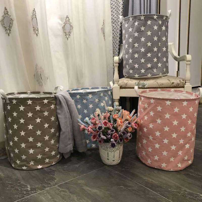 Waterproof Collapsible Extra Large Drawstring Clothes Hamper Storage with Handle with Stylish Stars