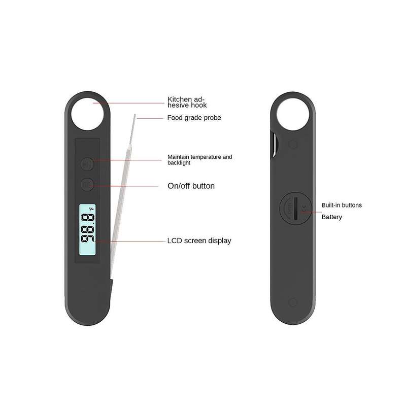 Waterproof Digital Backlight Folding Barbecue Kitchen Cooking Instant Reading Meat Thermometer