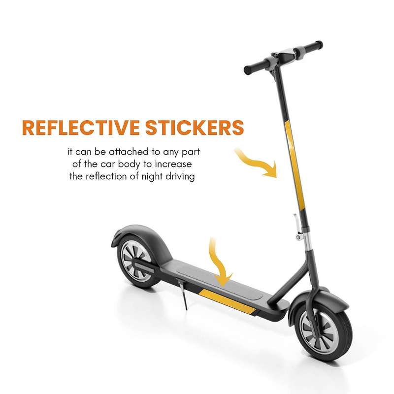 Waterproof Pvc Reflective Stickers Compatible Ninebot (White White Yellow)
