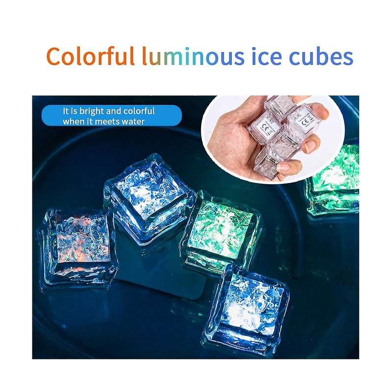 Waterproof Led Ice Cube, 12pcs Multi Color Flashing Glow In The Dark Led Light Ice Cube Glowinthedar