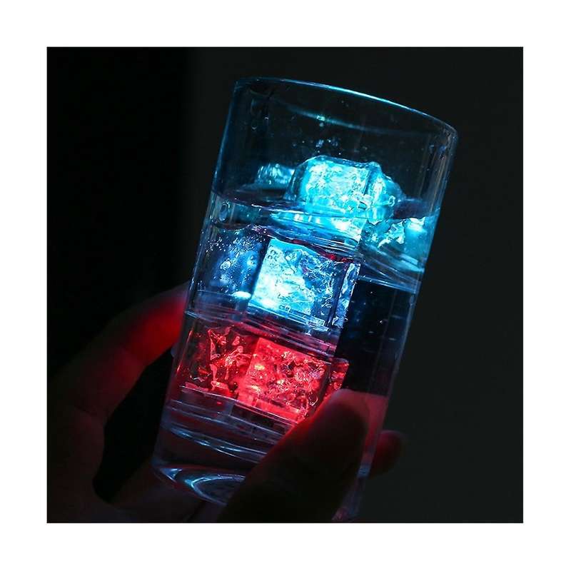 Waterproof Led Ice Cube, 12pcs Multi Color Flashing Glow In The Dark Led Light Ice Cube Glowinthedar