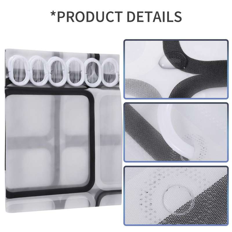 Waterproof Shower Curtain with 12 Hooks for Bathroom Toilet