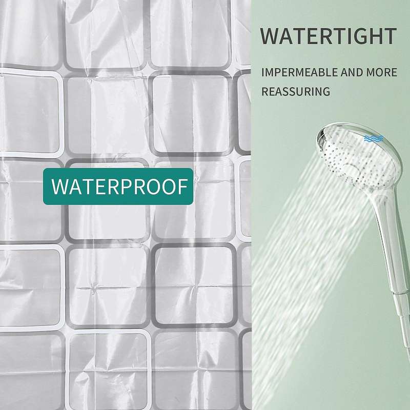 Waterproof Shower Curtain with 12 Hooks for Bathroom Toilet