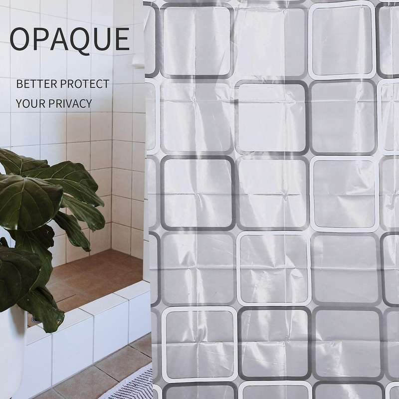 Waterproof Shower Curtain with 12 Hooks for Bathroom Toilet