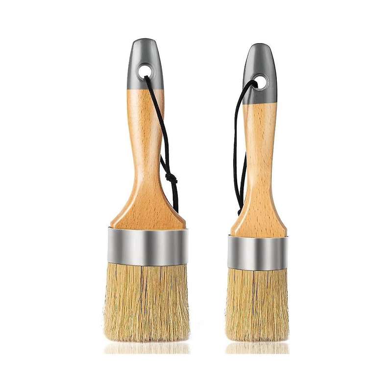 Wax and Chalk Paint Brush ( 2), Wax Brushes and Chalk Paint for Furniture Diy Art Crafts, Natural Br