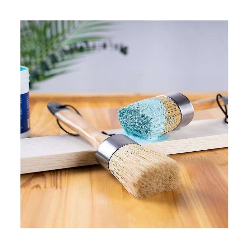 Wax and Chalk Paint Brush ( 2), Wax Brushes and Chalk Paint for Furniture Diy Art Crafts, Natural Br