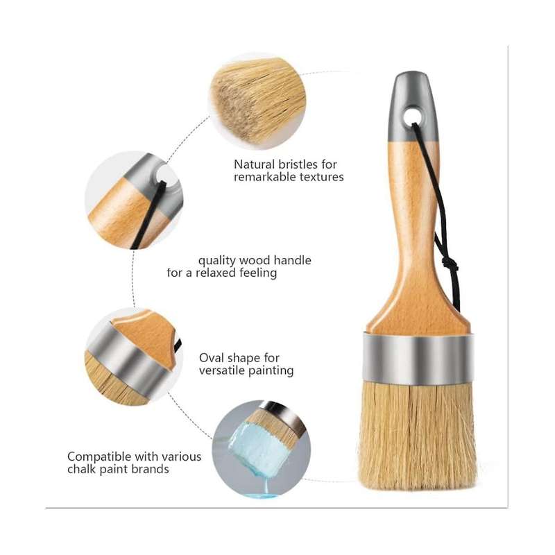 Wax and Chalk Paint Brush ( 2), Wax Brushes and Chalk Paint for Furniture Diy Art Crafts, Natural Br