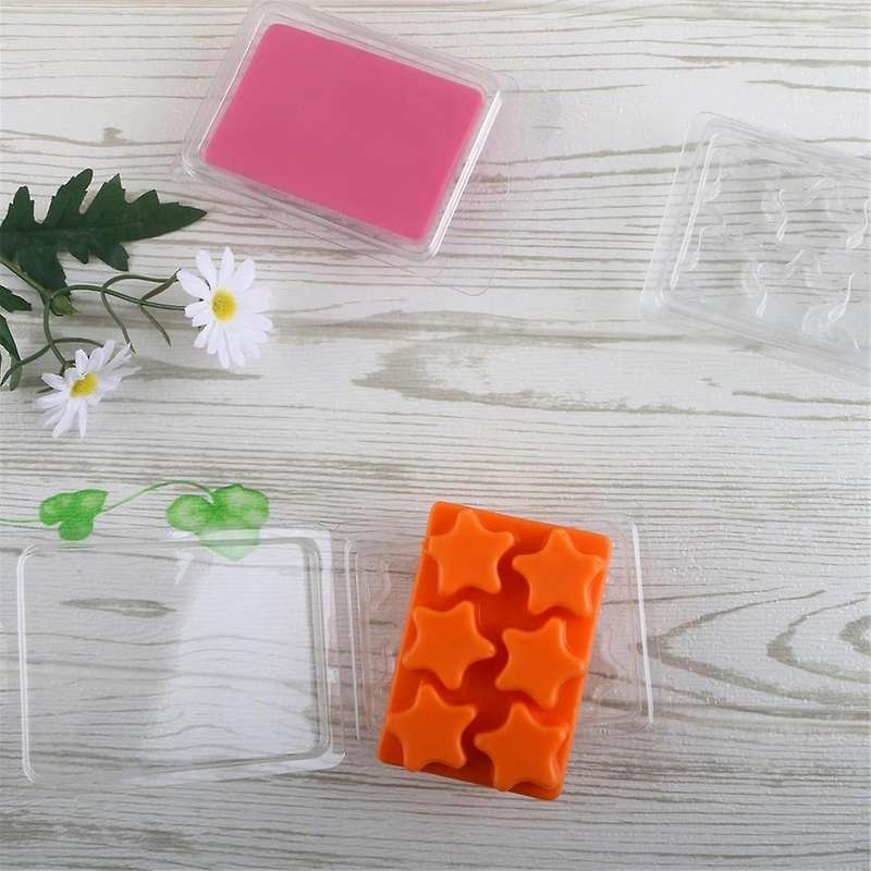 Wax Melt Containers-6 Cavity Clear Empty Plastic Wax Melt -50 Packs Pentacle Shape Clamshells for Ta