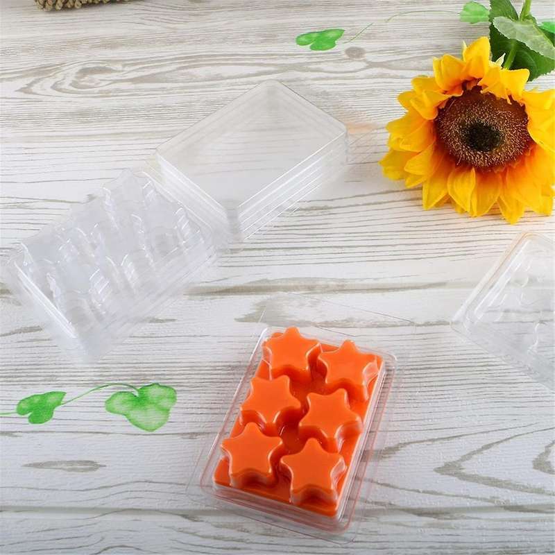 Wax Melt Containers-6 Cavity Clear Empty Plastic Wax Melt -50 Packs Pentacle Shape Clamshells for Ta