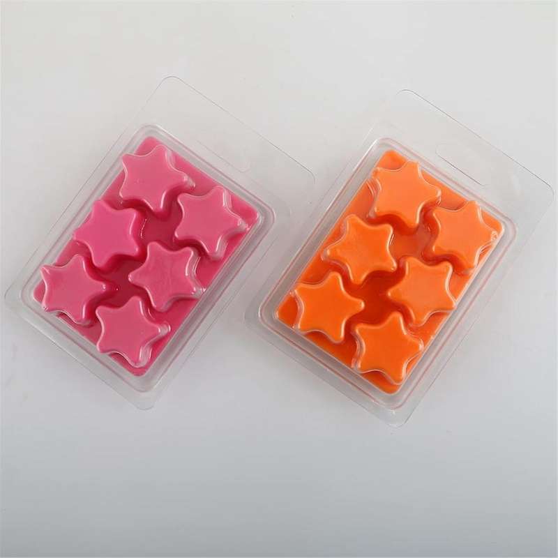 Wax Melt Containers-6 Cavity Clear Empty Plastic Wax Melt -50 Packs Pentacle Shape Clamshells for Ta