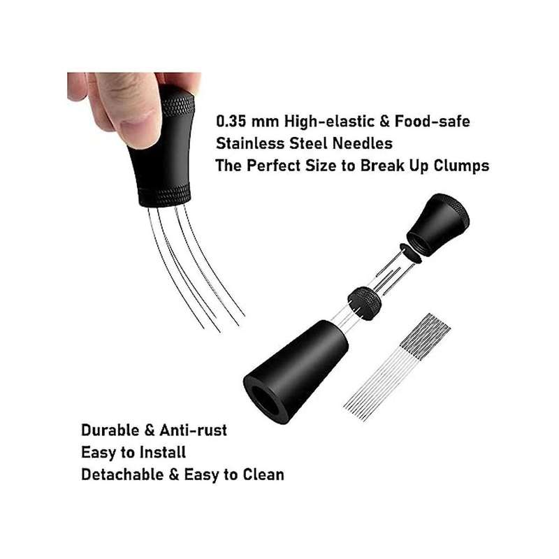 Wdt Tools Espresso Distribution Tool - 53.5mm Dosing Funnel & 0.35mm 316 Stainless Steel Needles Sti