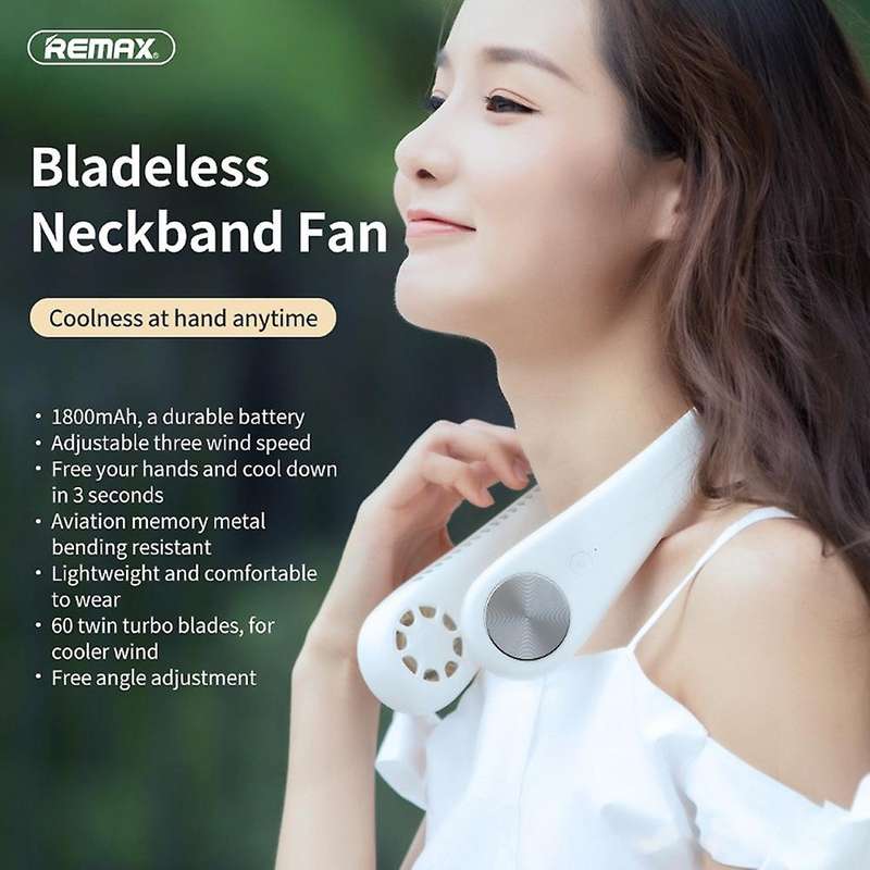 Wearable Halter Fan Mini Hanging Neck Fan USB Rechargeable Cover Halter Sports Fan Air Cooler ,White