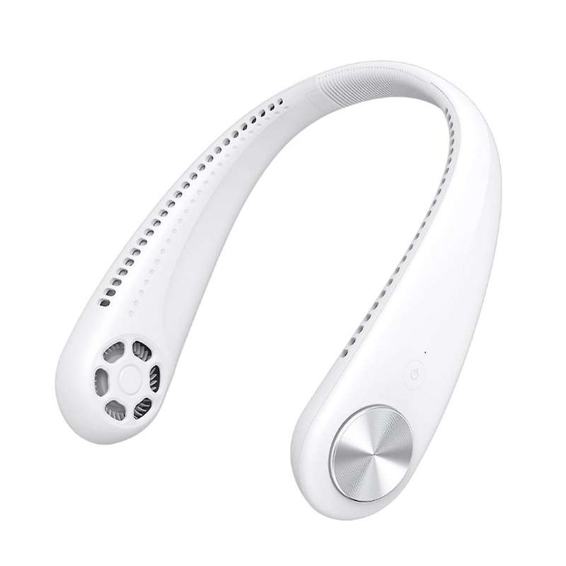 Wearable Halter Fan Mini Hanging Neck Fan USB Rechargeable Cover Halter Sports Fan Air Cooler ,White