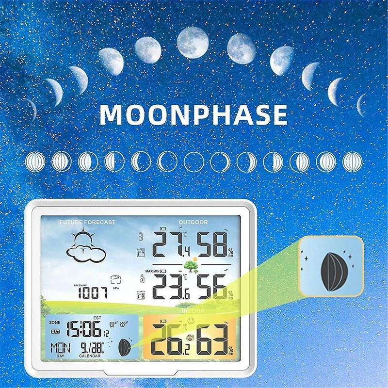 Weather Station Clocks Wireless Digital Thermometer Hygrometer Forecast Calendars Moon Phase Snooze