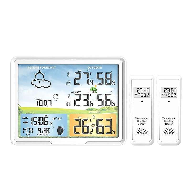 Weather Station Clocks Wireless Digital Thermometer Hygrometer Forecast Calendars Moon Phase Snooze