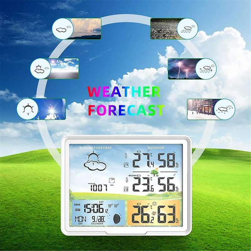 Weather Station Clocks Wireless Digital Thermometer Hygrometer Forecast Calendars Moon Phase Snooze