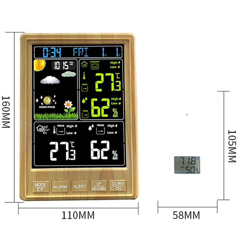 Weather Station Clocks Wireless Indoor Outdoor Thermometer Table Clock with Temperature and Humidity
