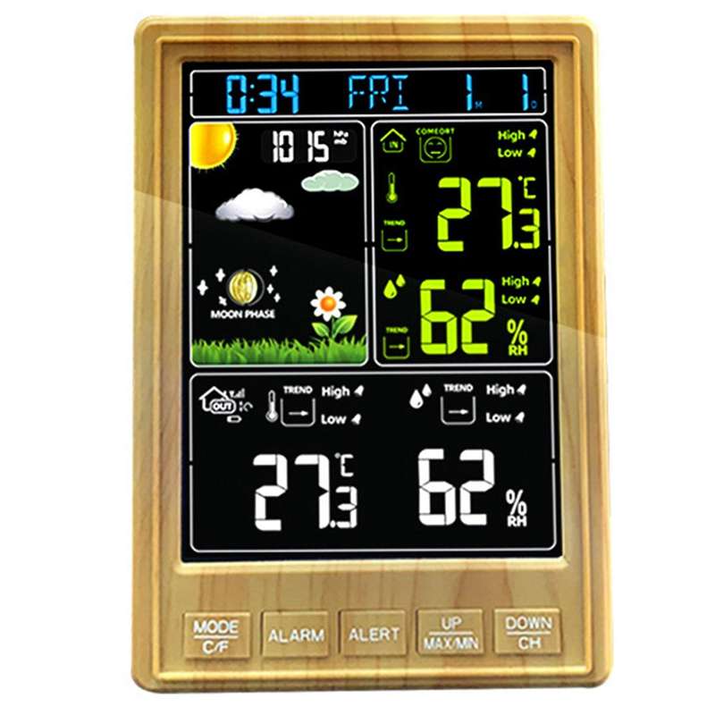 Weather Station Clocks Wireless Indoor Outdoor Thermometer Table Clock with Temperature and Humidity