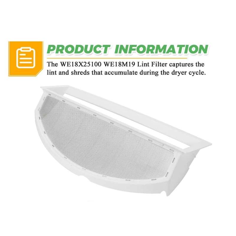 WE18X25100 WE18M19 Dryer Lint Screen Filter Screen Mesh for Dryers Replaces WE18M30 WE18M28 AP603751