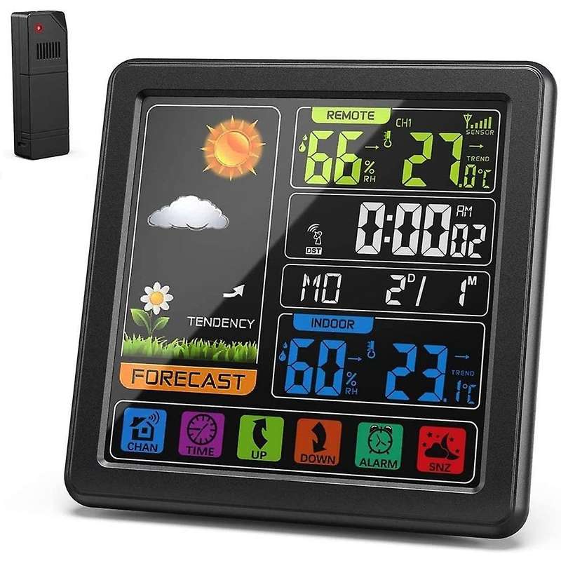 Weather Stations Thermometer Hygrometer Sensor Digital Monitor Full Touchscreen Wireless Weather Clo