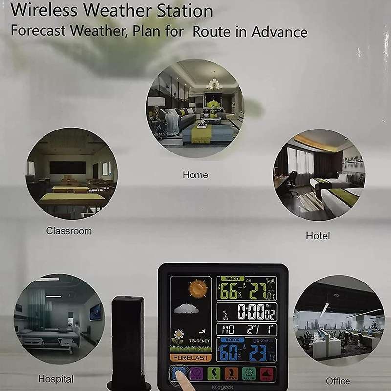 Weather Stations Thermometer Hygrometer Sensor Digital Monitor Full Touchscreen Wireless Weather Clo