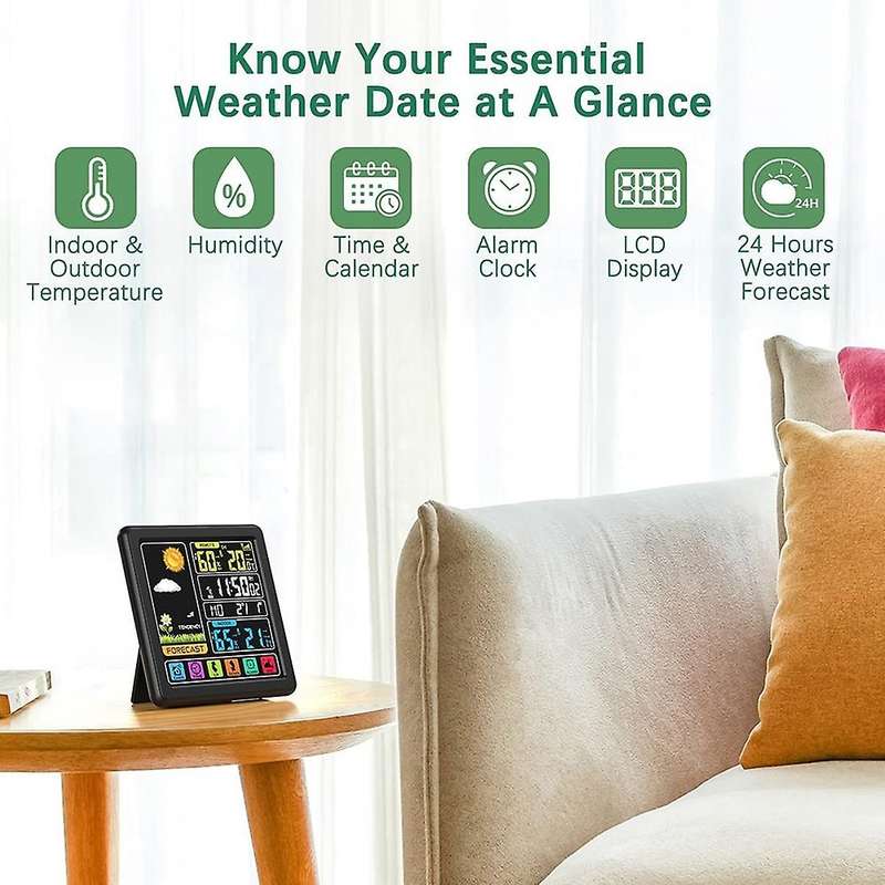 Weather Stations Thermometer Hygrometer Sensor Digital Monitor Full Touchscreen Wireless Weather Clo