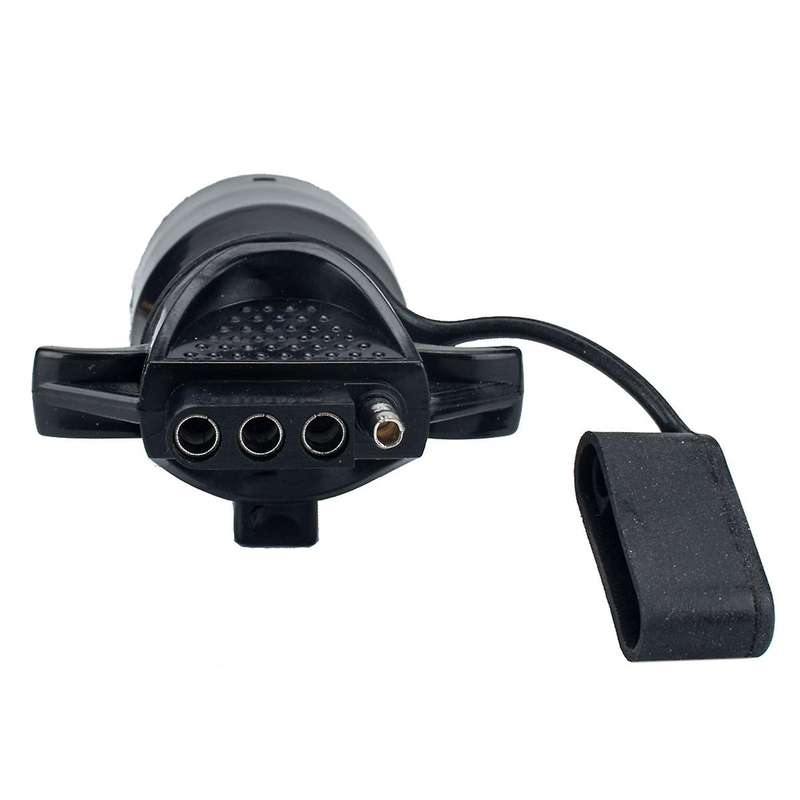 Weatherproof 7 Way Flat Blade to 4 Way Pin Power Supply Adapter Secure Tab for Trailer Tow Hitch