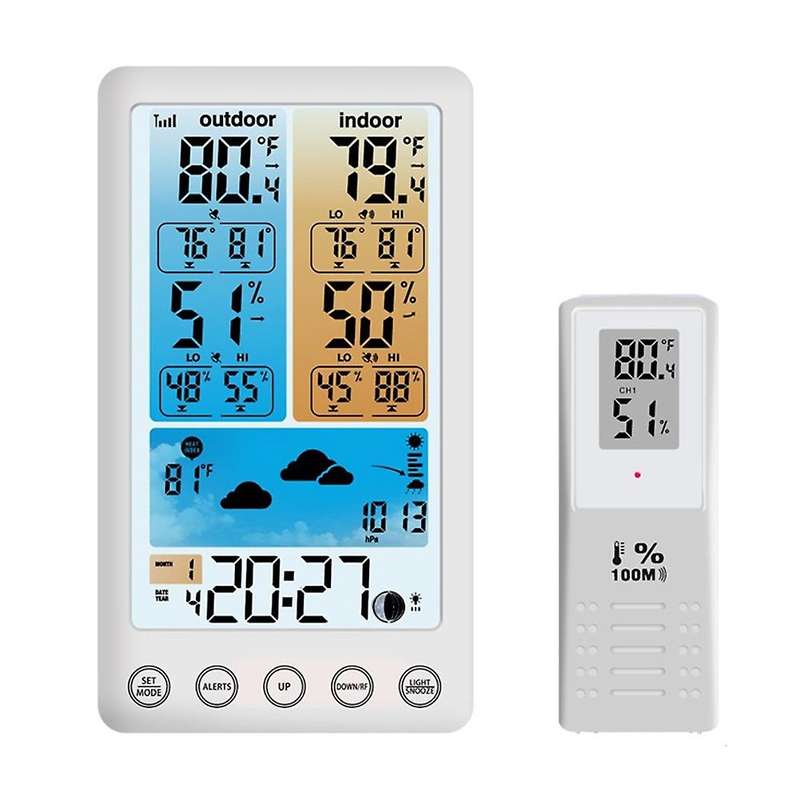 Weather Station Wireless Outdoor Hygrometer Digital Thermometer mmHg Barometer Digital Hygrometer Al